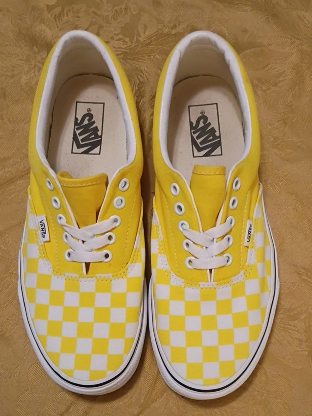 VANS  Yellow and White Checkerboard Low Top Sneakers Men's 9.5 Women's 11.0